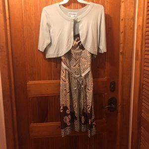 Cute cardigan mint green/brown dress. Gently used